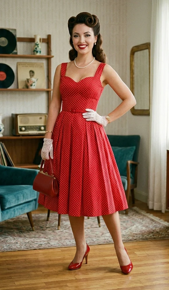 look-pin-up-elegant-annees-50-avec-robe-cintree-et-accessoires-vintage_1000x 10 Years Wedding